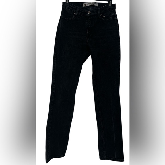 Women's Harley-Davidson High Rise Straight Leg Jeans - Black Denim - Picture 1 of 11